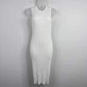 Rag & Bone Sweater Dress Women M White Ribbed Knit Sleeveless Bodycon Minimalist